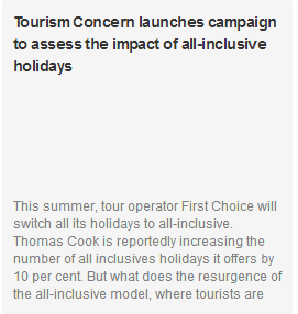 Tourism Concern launches campaign to assess the impact of all-inclusive holidays