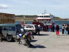 Waiting to board the ferry to Punta Arenas where . . .