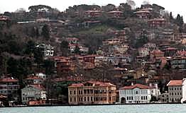 the scenery along the banks of the Bosphorus