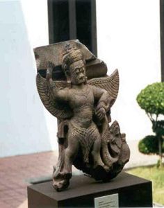 Winged garuda sculpture from Banteay Chhmar