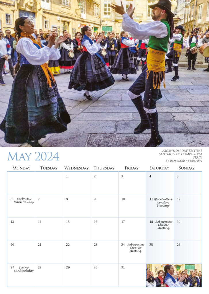 Calendar 2024 May Ascension Day Festival Santiago De Compostela Spain by Rosemary J Brown