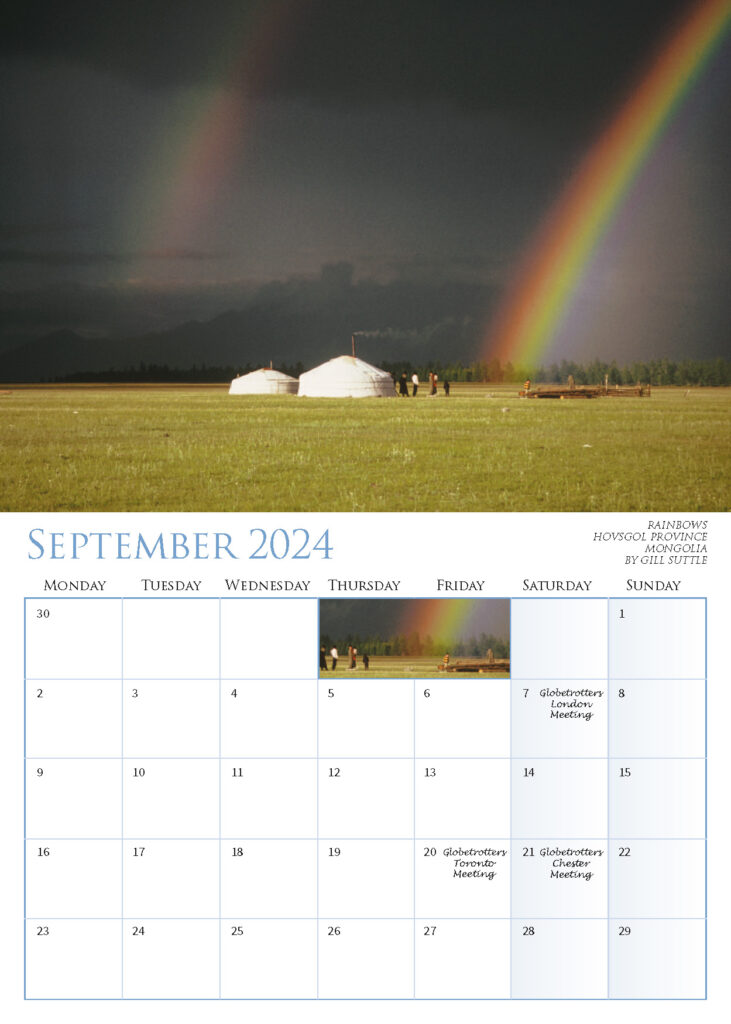 Calendar 2024 September – Rainbows Hovsgol Province Mongolia by Gill Suttle