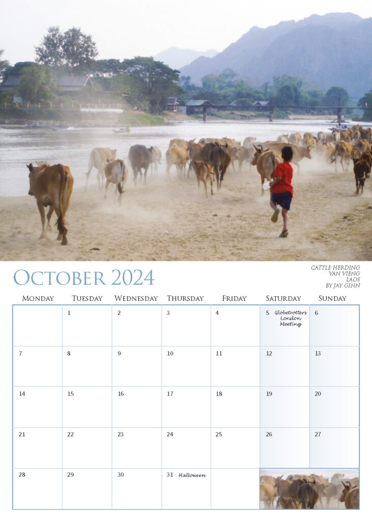 Calendar October 2024 – Cattle Herding Van Vieng Laos by Jay Ginn