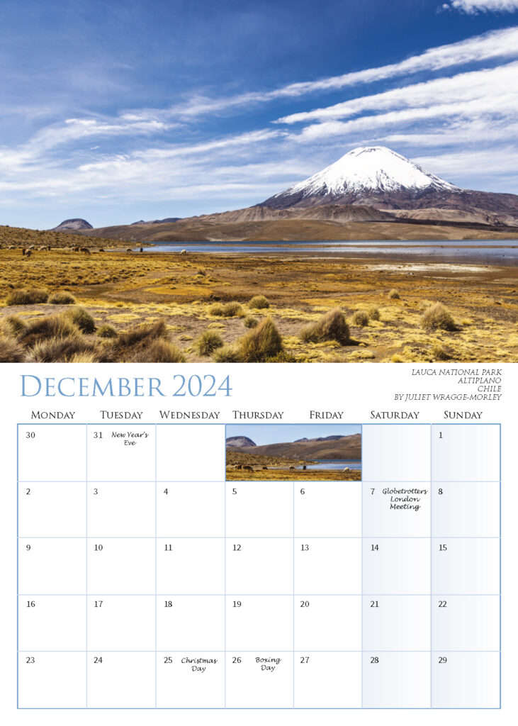 Calendar December 2024 – Lauca National Park Altiplano Chile by Juliet Wragge-Morley